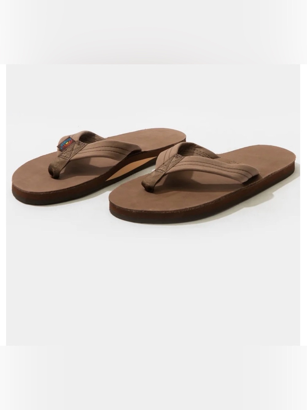 Rainbow Men's Premier Brown Flip Flops with Tan Accent
